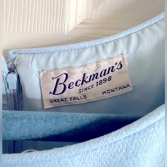 Sydney North Beckman’s vintage baby blue wiggle dress beaded neckline - Picture 8 of 14